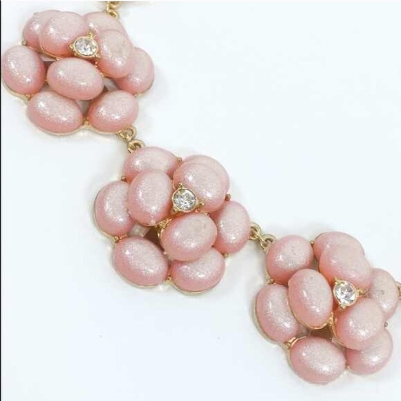 SOLD OUT Pink Floral Rhinestone Statement Necklace - Picture 3 of 5