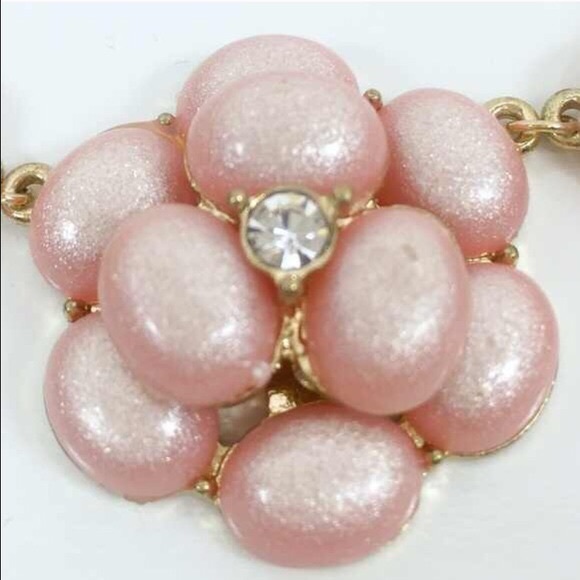 SOLD OUT Pink Floral Rhinestone Statement Necklace - Picture 4 of 5