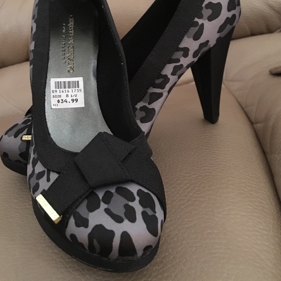 Christian Siriano Black & Gray Animal Print Heels