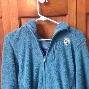 AE Fuzzy Turquoise Zip Up Hoodie