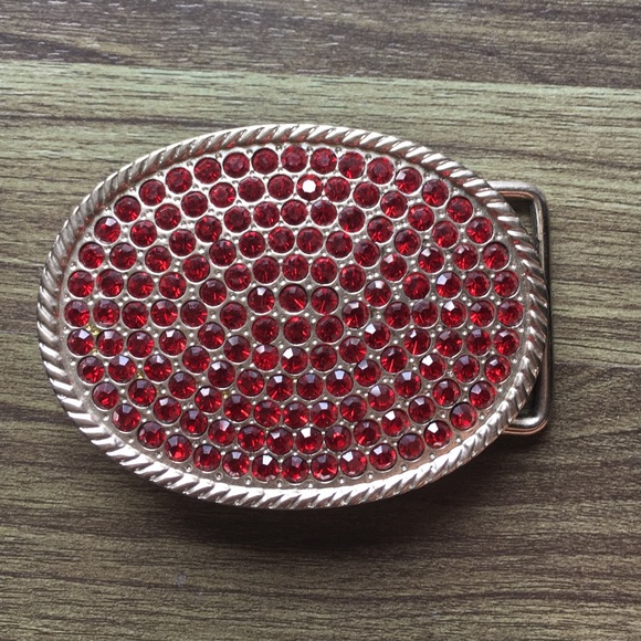 Red Rhinestone belt buckle