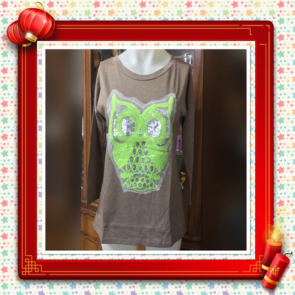 Tops - 🆕Owl Sequins Long Sleeves T-Shirt