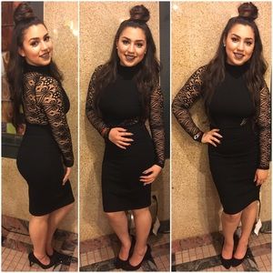 Black Long Sleeve Lace Dress