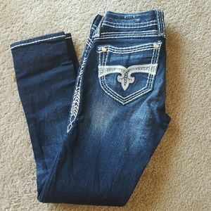 Rock revival dark skinny jeans