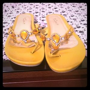 Yellow canary rhinestone studded sandal