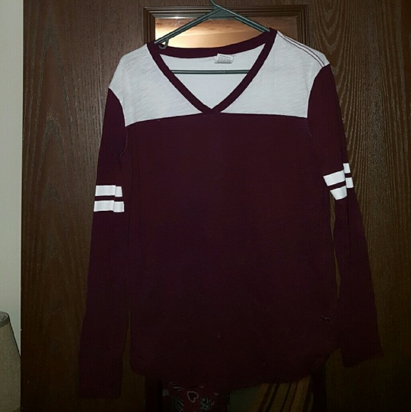 PINK Victoria's Secret Tops - xs pink vs maroon and white long sleeve jersey