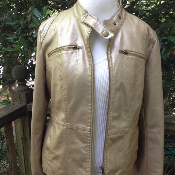 Frida G of London Jackets & Blazers - Gold Moto Jacket with Zippers