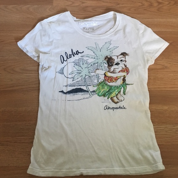Aeropostale hula bulldog graphic tee