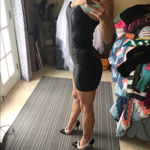 Faux leather mini dress never worn size small