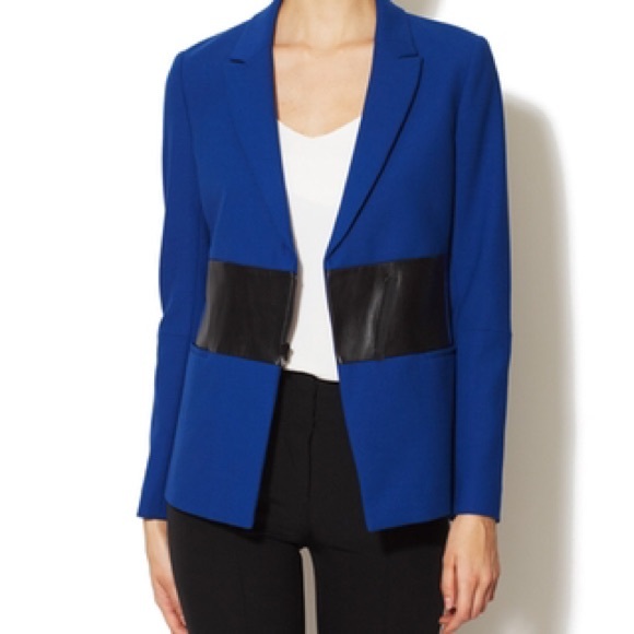 Tibi Blue/Leather Anson Jacket