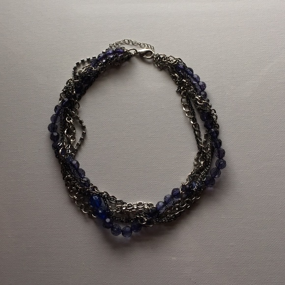 Blue messy chunky necklace