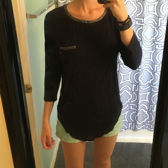 Scoop Hem Black Knit Top
