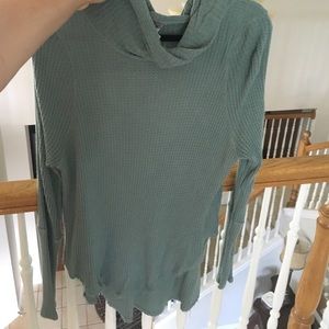 free people green cow neck sweater size M