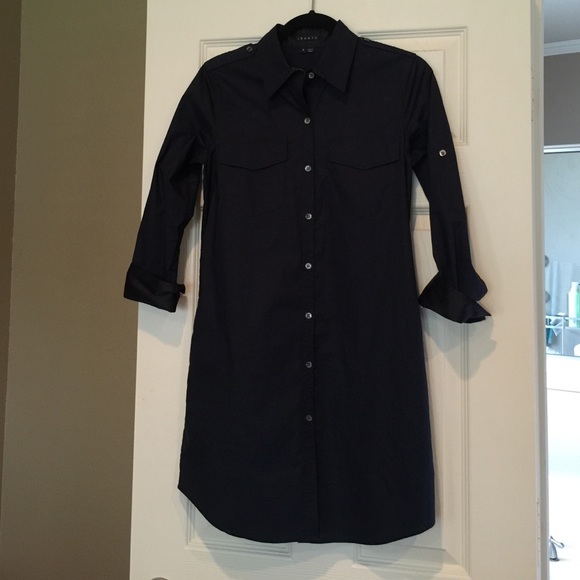 Theory navy button up dress
