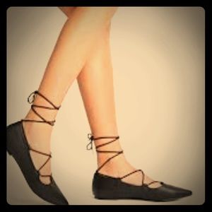 Faux Leather Lace-Up Flats