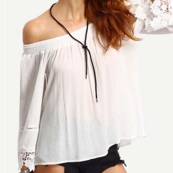 Off the shoulder lace trim blouse. Price firm. - Picture 3 of 4