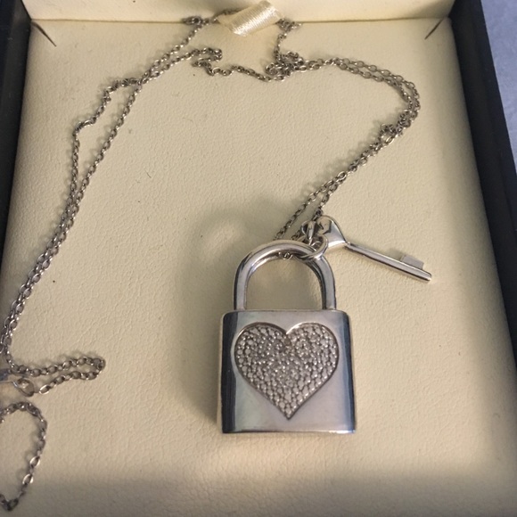 Lock and key Sterling Sliver and diamond Necklace
