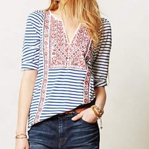 Anthropologie Leila Embroidered Top