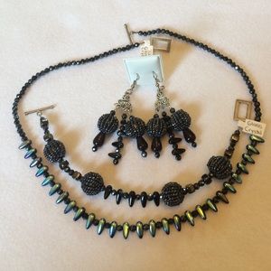 FINAL SALE PRICE Handmade OOAK Glass & Hematite Beaded Jewelry Set