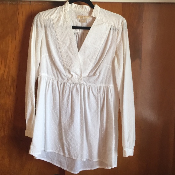 Micheal Kors white poplin baby doll shirt