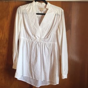 Micheal Kors white poplin baby doll shirt