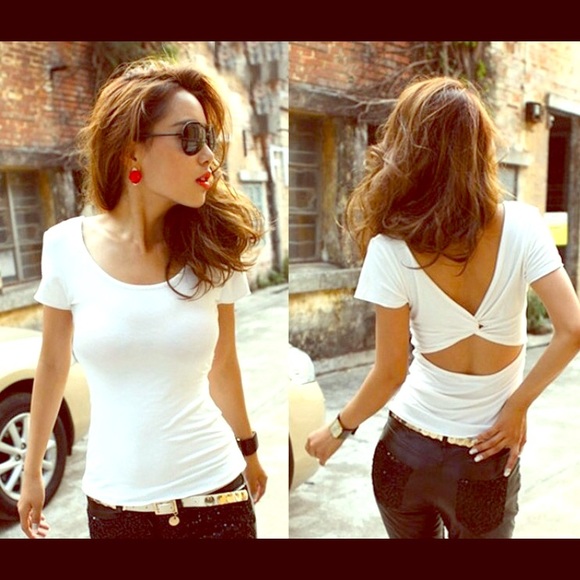 Stylish, Partial Open Back, White Top, Size XS - Picture 1 of 1