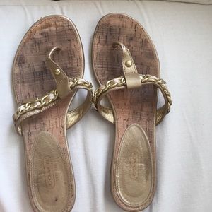 Coach Gold Patent Sandals