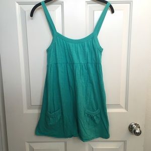 Teal Babydoll Tunic Dress Top w/ Pockets