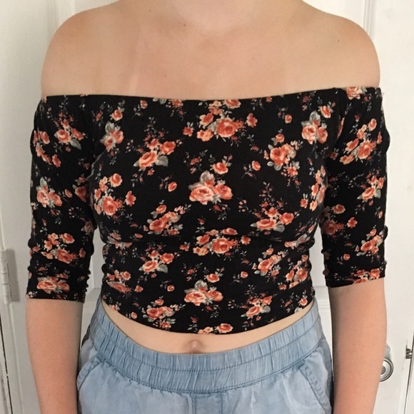 Black floral off shoulder