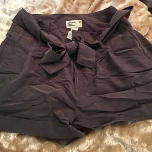Slate grey silky ribbon belt shorts