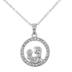 Chain 16" mother daughter family silver cz necklac