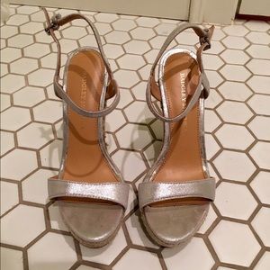 Badgley Mischka Silver Espadrille Wedges