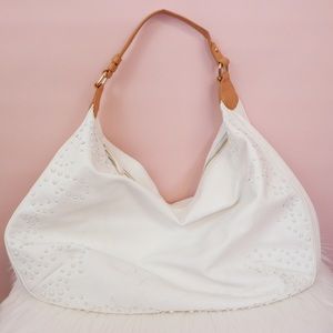 Beautiful White Beige Studs Shoulder Bag