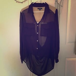 Sheer Plum Blouse with Draping Back. Sz M.