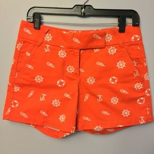Orange nautical J. Crew chino shorts size 0