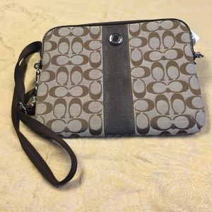 Coach Signature Stripe Tablet Crossbody