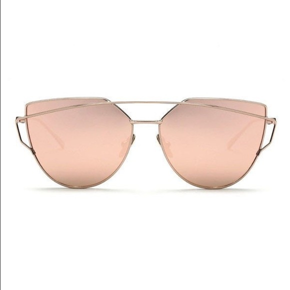 🆕 Metal Reflective Rose Gold Sunglasses