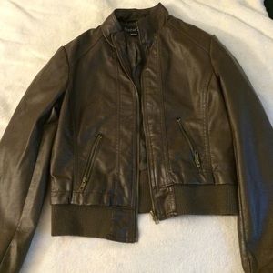 Dark brown leather faux jacket