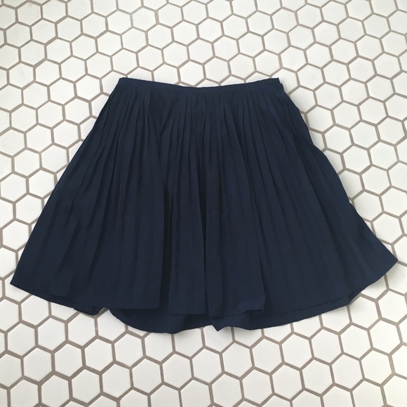 Navy Pleated Skirt