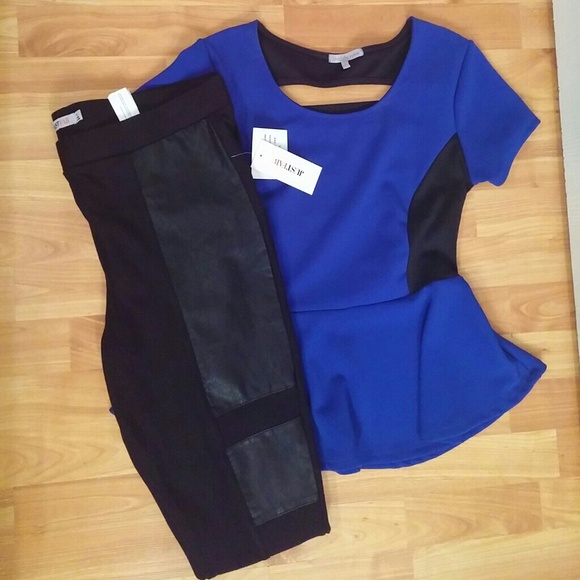 JustFab Pants - JustFab Faux Leather Detail Leggings, Sz. XL NWT