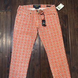 Lucky Brand Charlie Capri Orange Print NWT