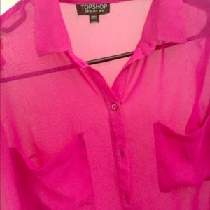 Pink Sheer Button Down Shirt, Top Shop