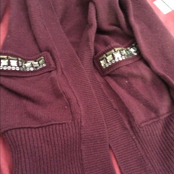 A&F Maroon Cardigan, XS, Jeweled Pockets