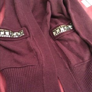 A&F Maroon Cardigan, XS, Jeweled Pockets