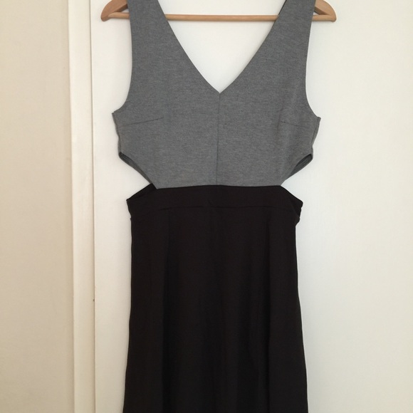 Black and grey cut-out party dress