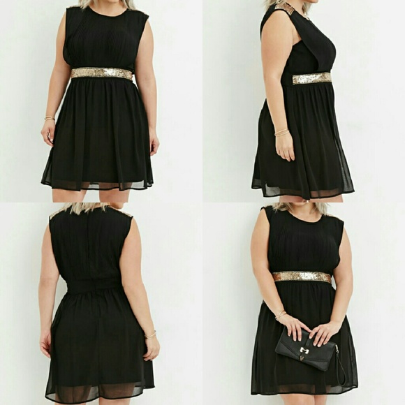 Forever 21 + Black Dress with Gold Sequins