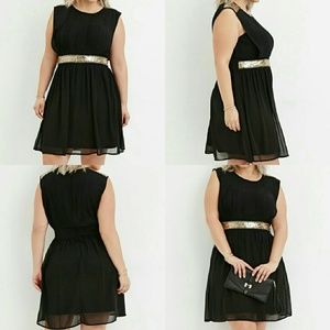 Forever 21 + Black Dress with Gold Sequins