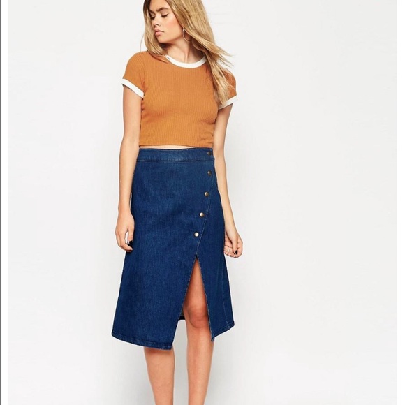 ASOS midi denim skirt size 2
