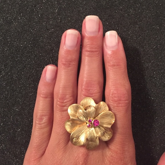 Lia Sophia Gold Flower Cocktail Ring