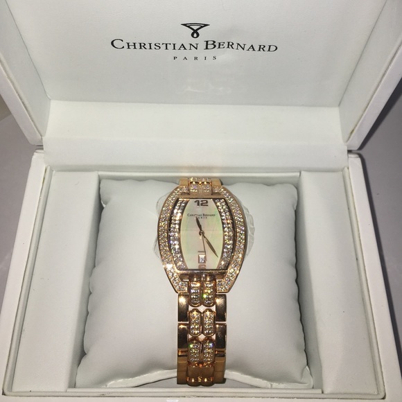 Christian Bernard jeweled rose gold watch